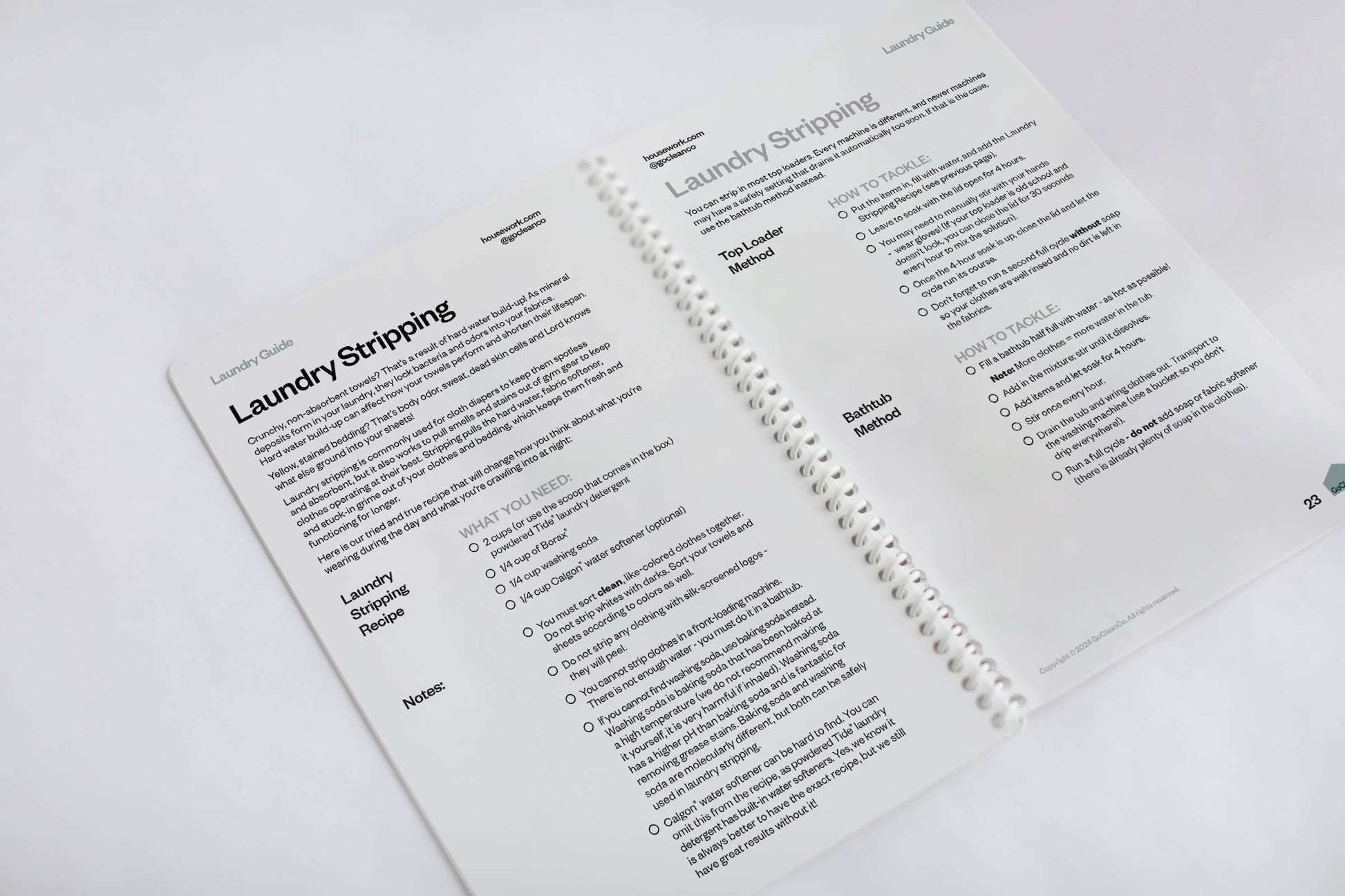 Open GoCleanCo laundry guide on laundry stripping page