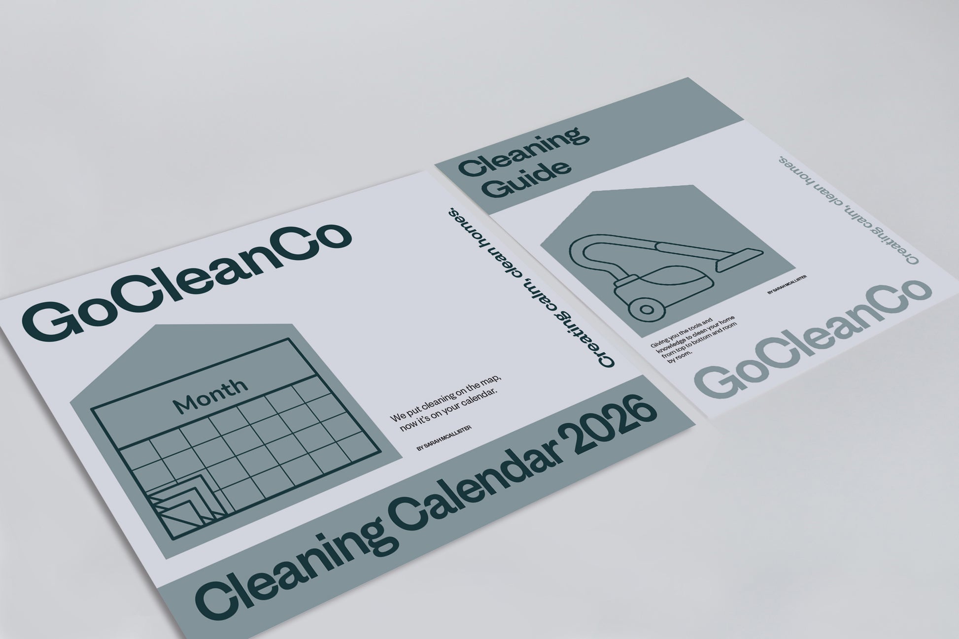 GoCleanCo cleaning guide and calendar on a white background