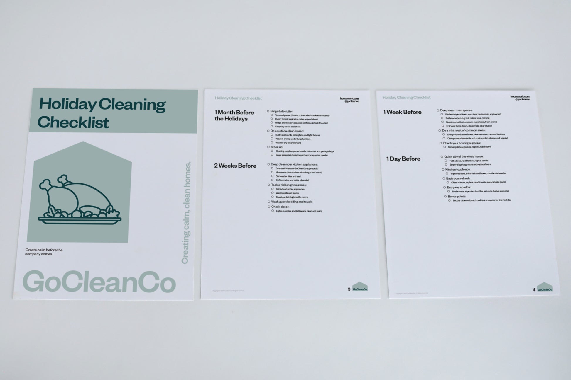 Holiday cleaning checklist from GoCleanCo on a white background